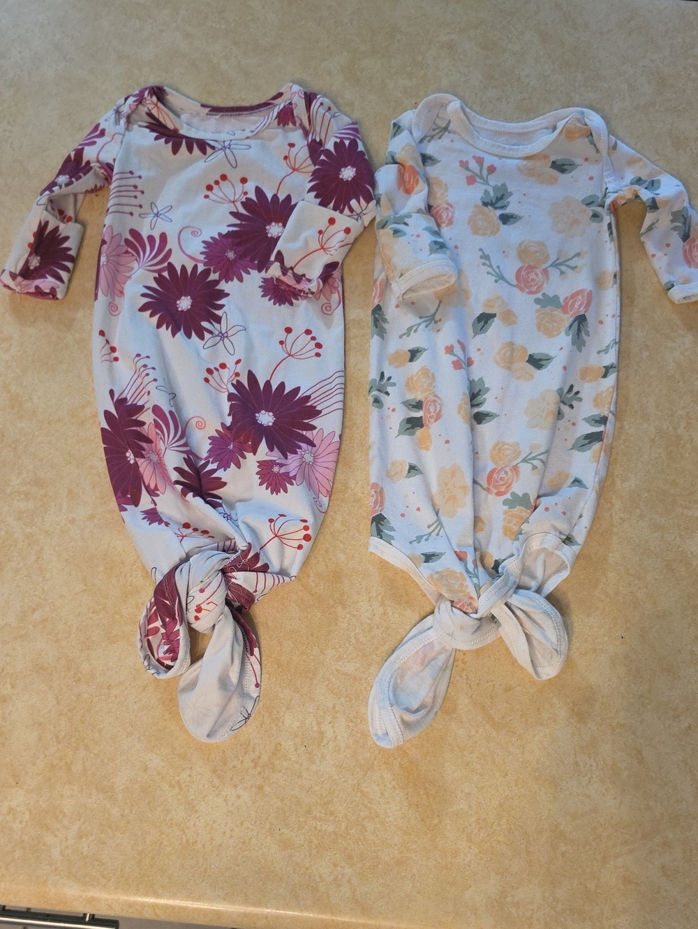 Baby Floral Knot Footie One-Piece - Pink & Cream